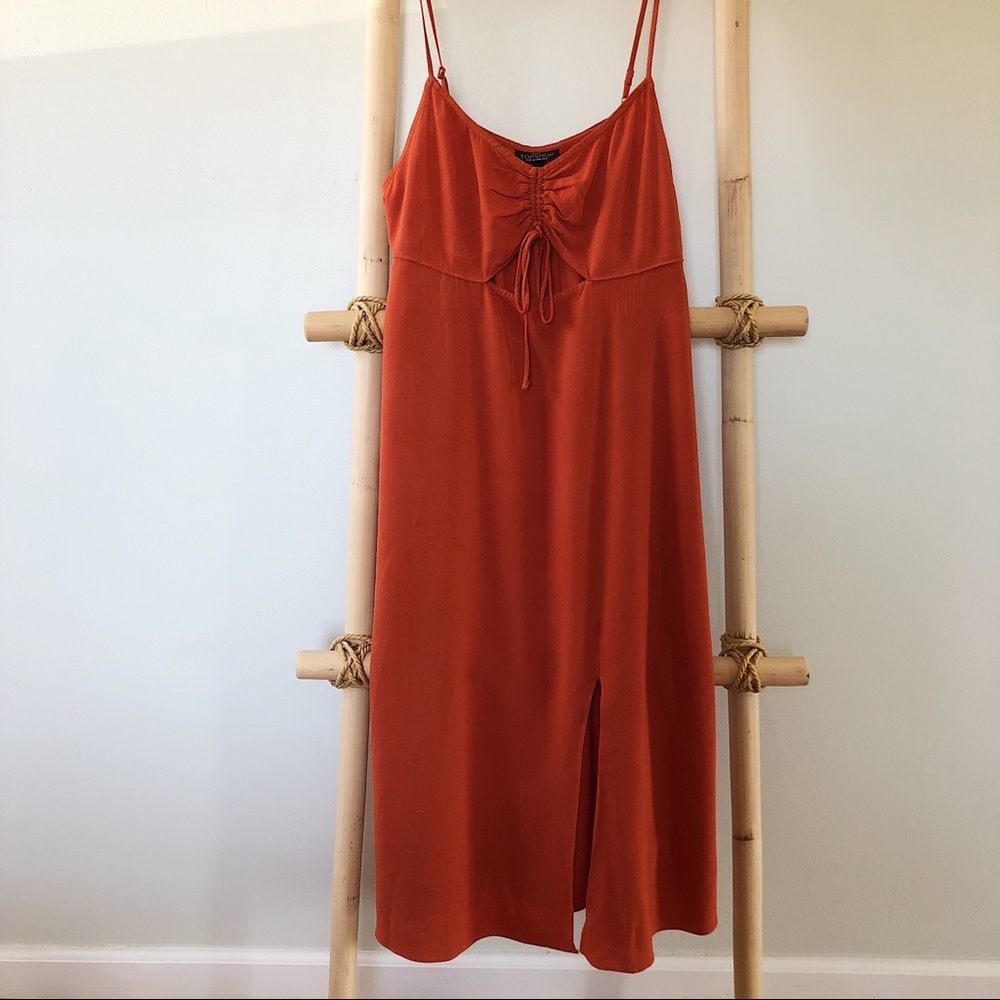 TOPSHOP brick color summer dress Size 12.